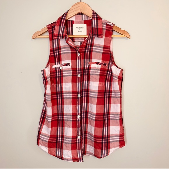 SONOMA Button-Up Plaid Vest - Picture 1 of 5